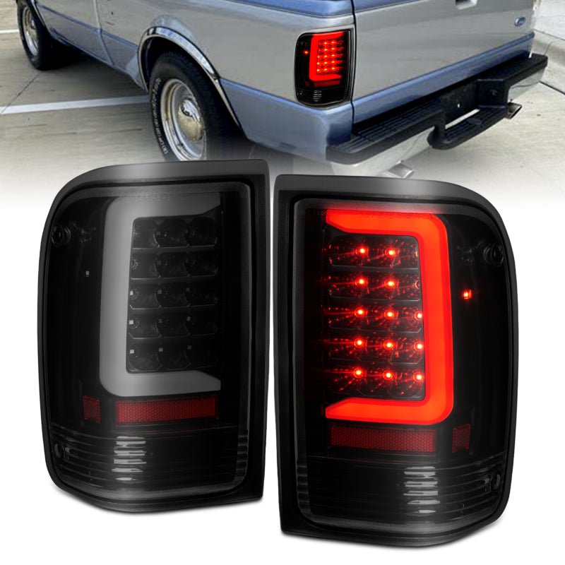 ANZO 1993-1997 Ford Ranger LED Tail Lights w/ Light Bar Black